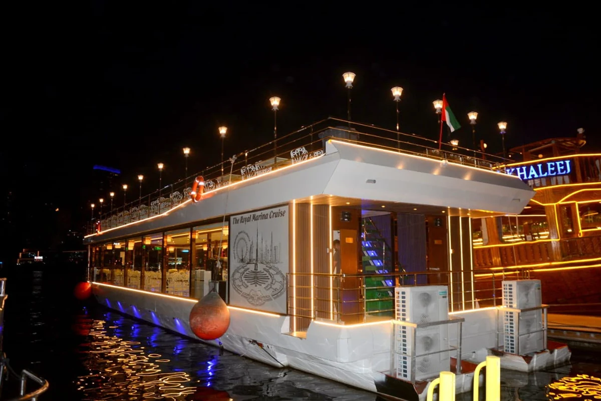 White illuminated Traditional Marina Cruise boat